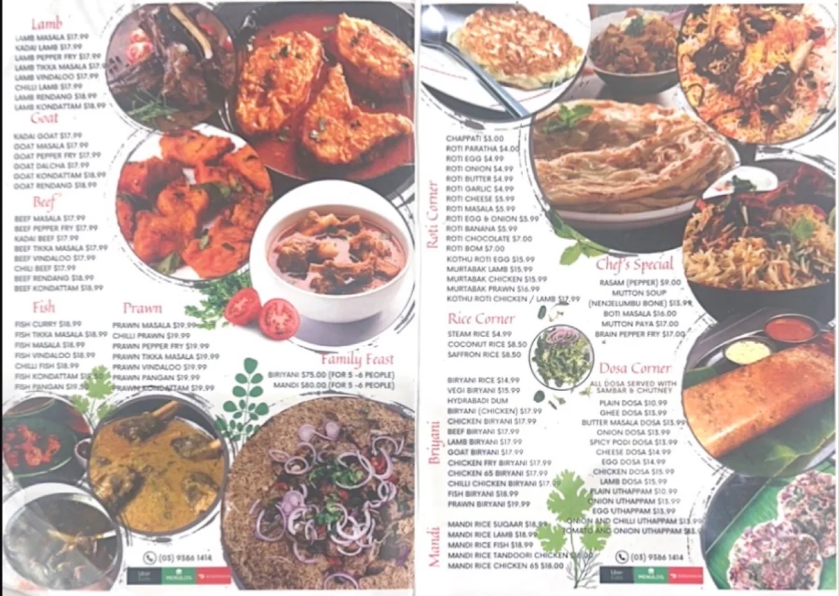 Menu, Bilal