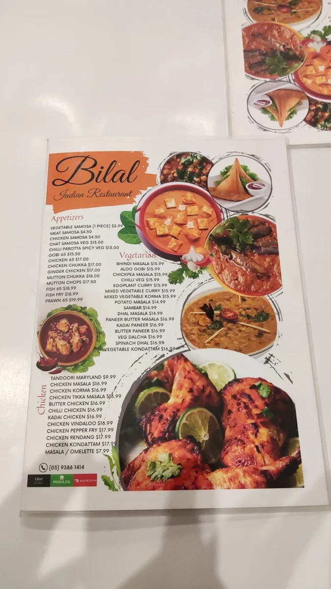 Menu, Bilal