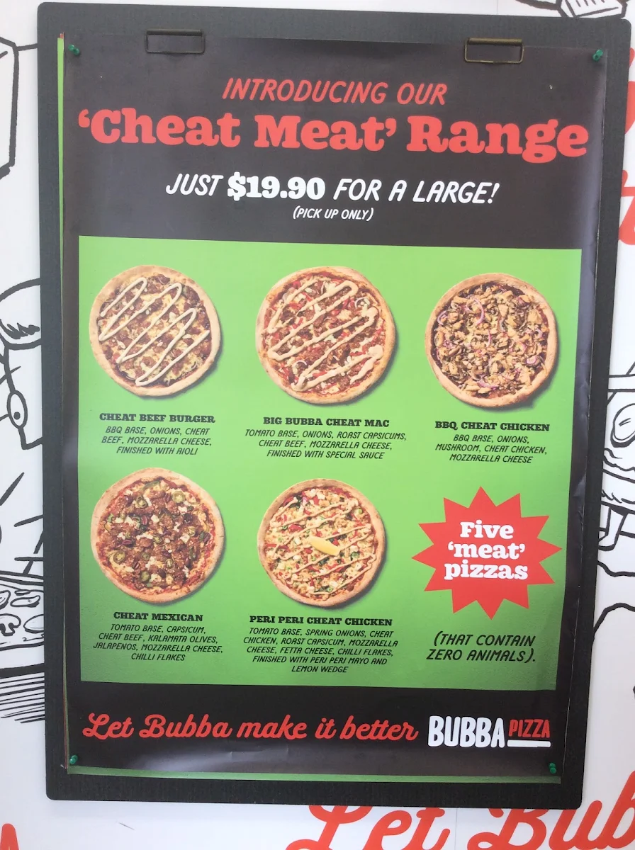 Menu, Bubba Pizza