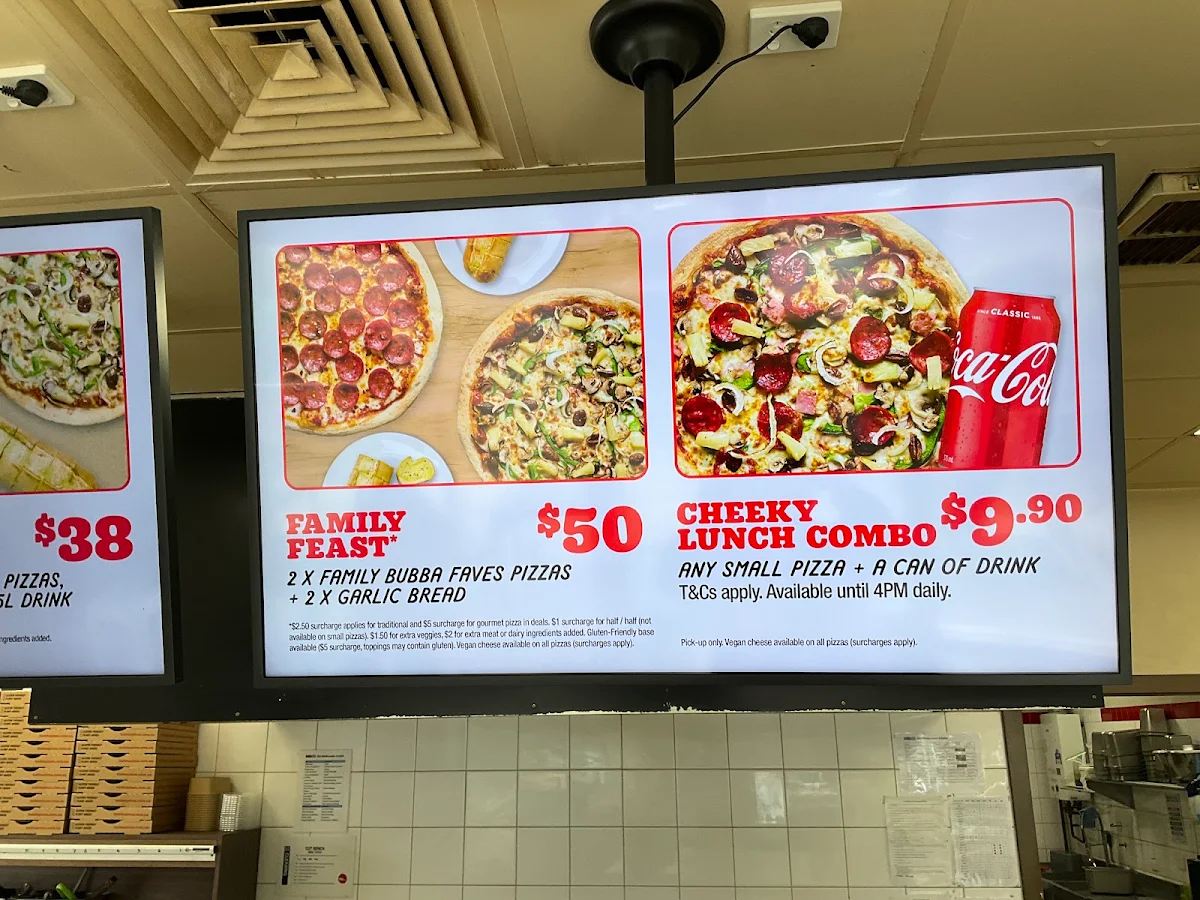 Menu, Bubba Pizza