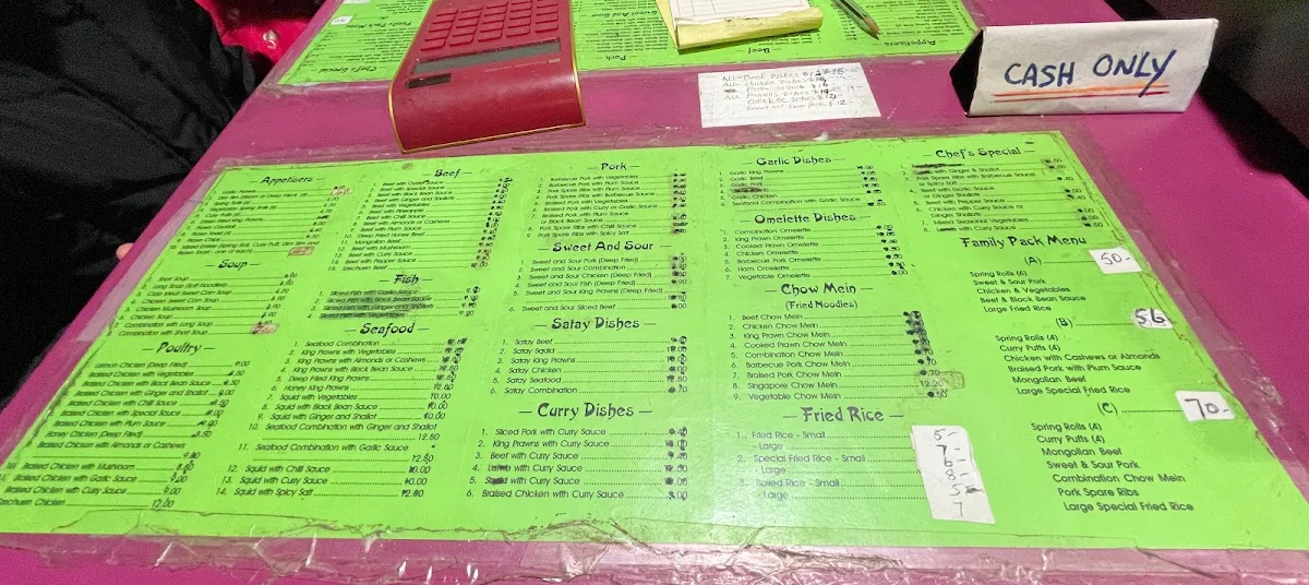 Menu, Uncle Tom's Chinese