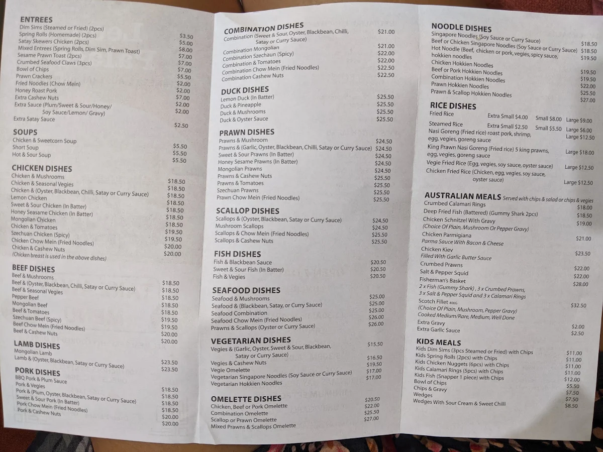 Menu, Leon Palace