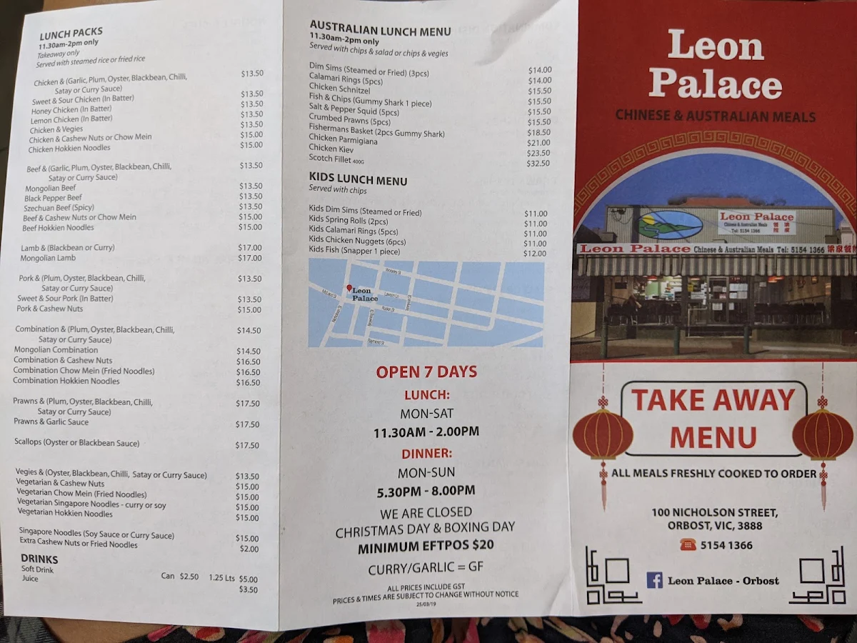 Menu, Leon Palace