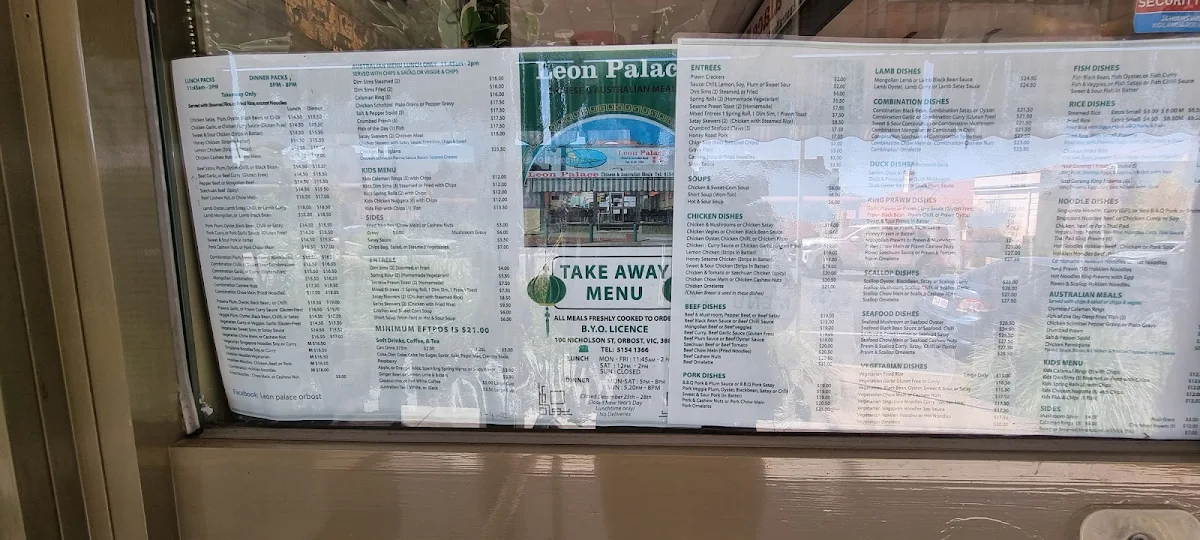 Menu, Leon Palace