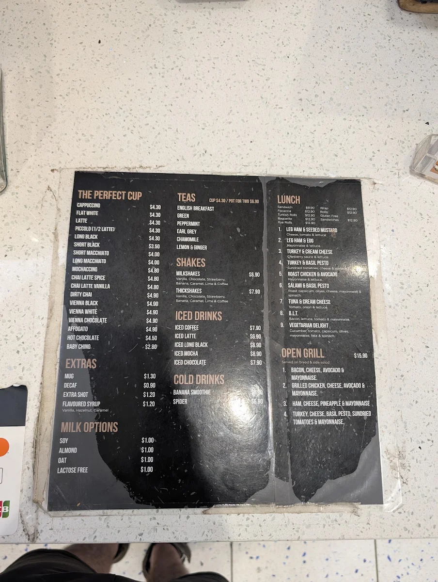 Menu, St George's Bakehouse