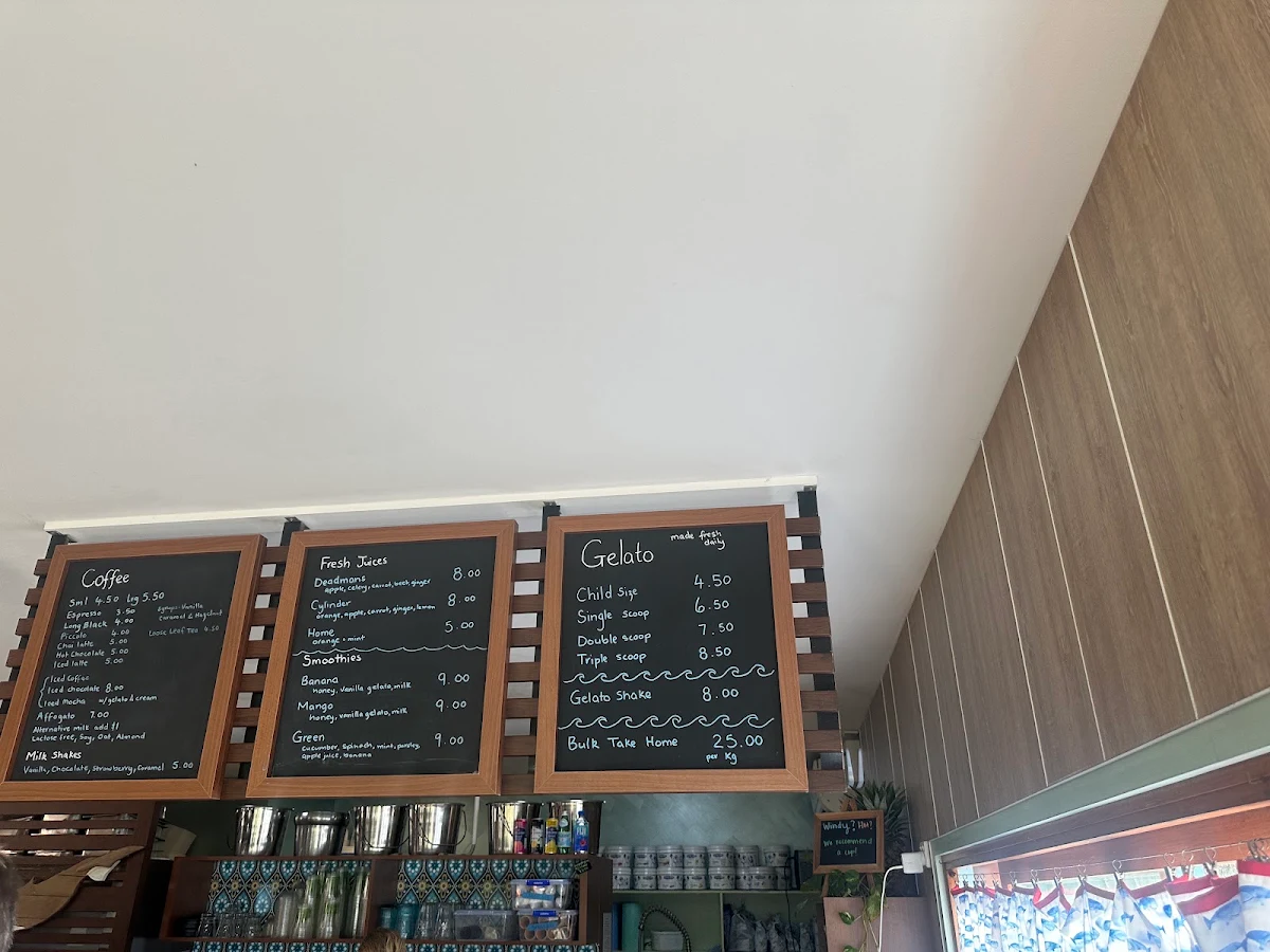 Menu, Whale Tail Gelati & Coffee Bar
