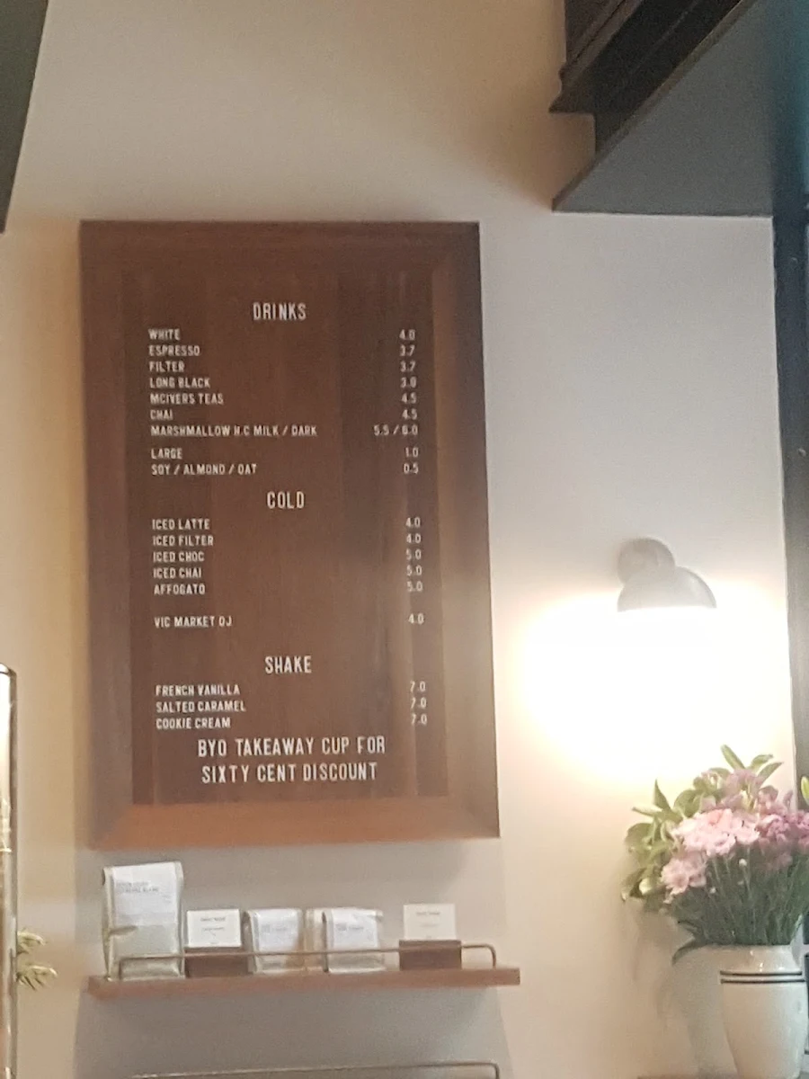 Menu, Doughboys Melbourne