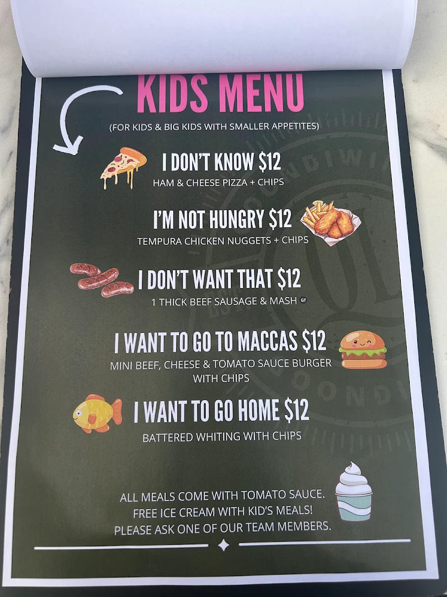 Menu, The Queensland Hotel