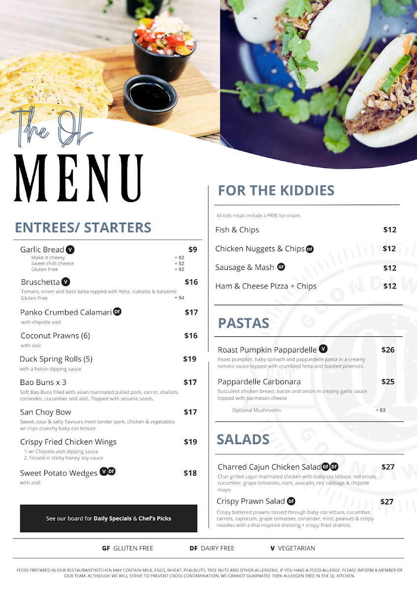 Menu, The Queensland Hotel