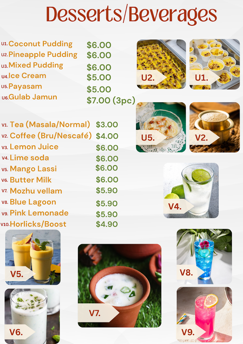 Menu, Kerala Kitchen