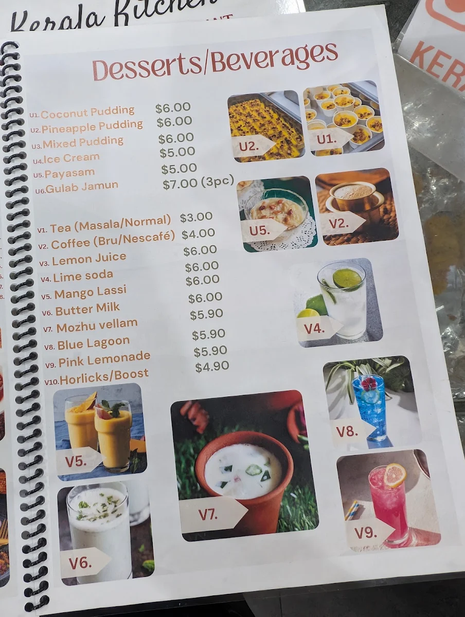 Menu, Kerala Kitchen