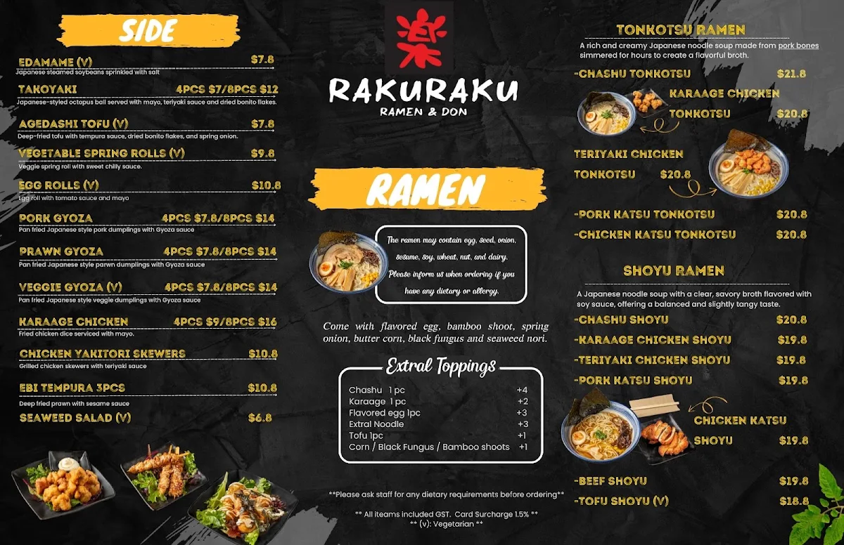 Menu, RAKURAKU Ramen & Don