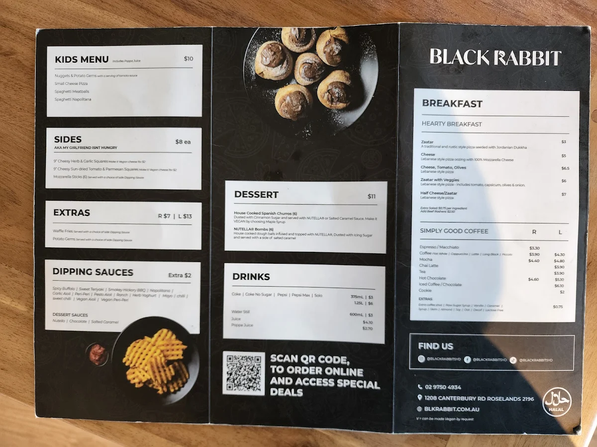 Menu, Black Rabbit