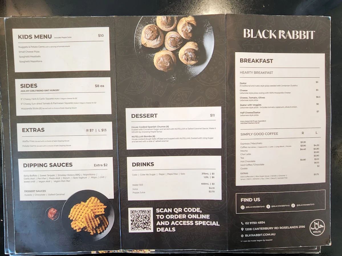 Menu, Black Rabbit
