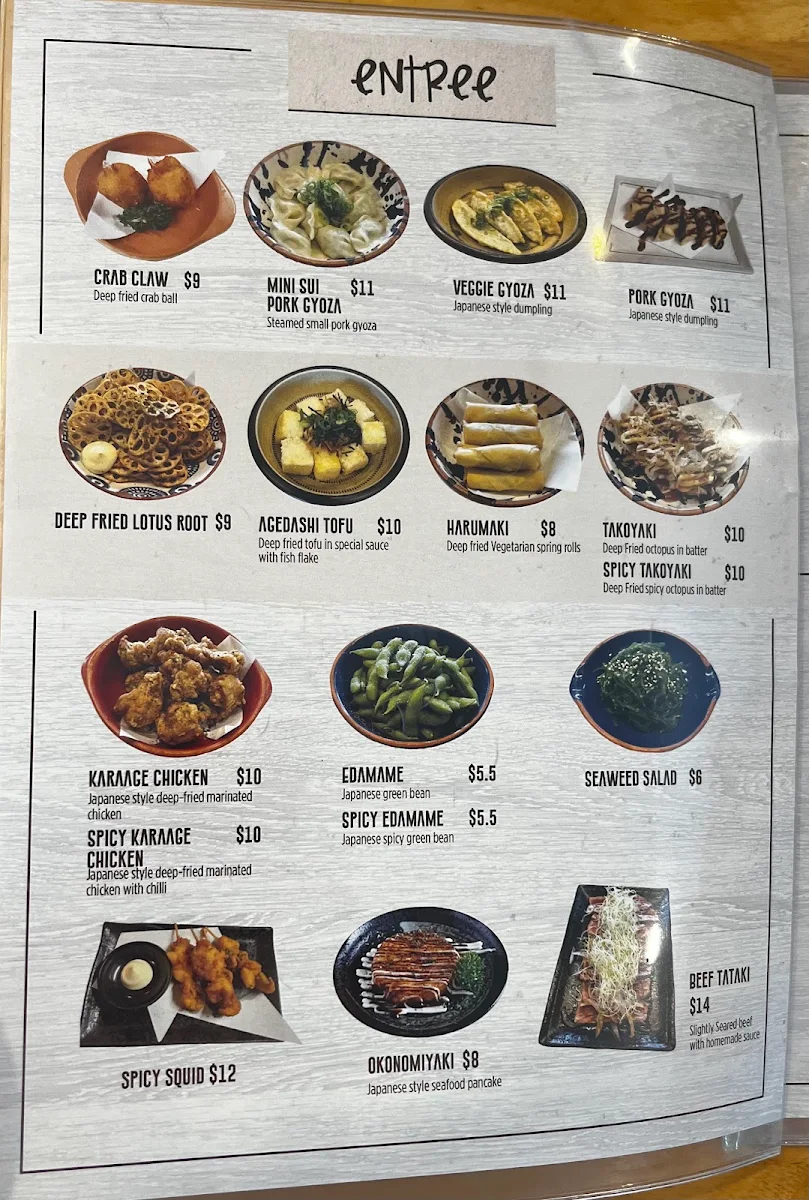 Menu, Sushi House