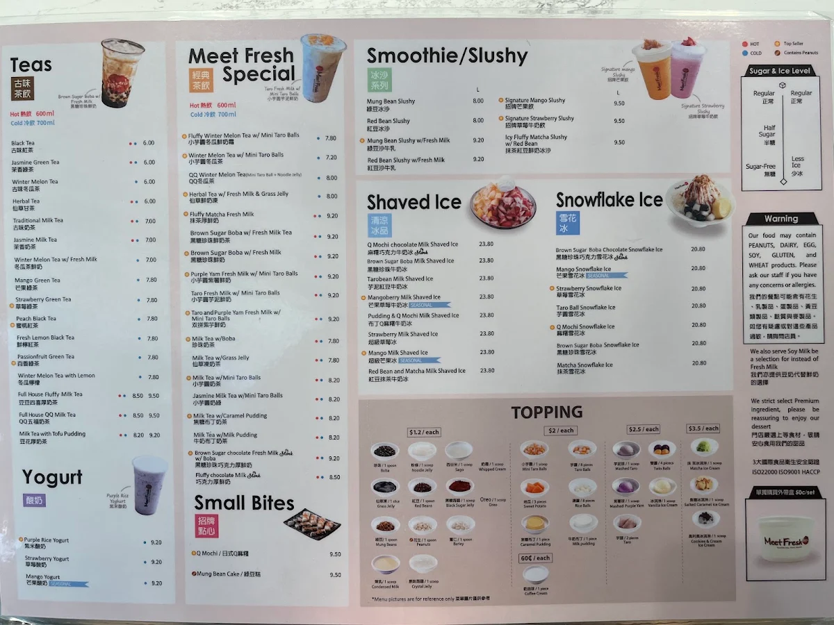 Menu, Meet Fresh Chatswood
