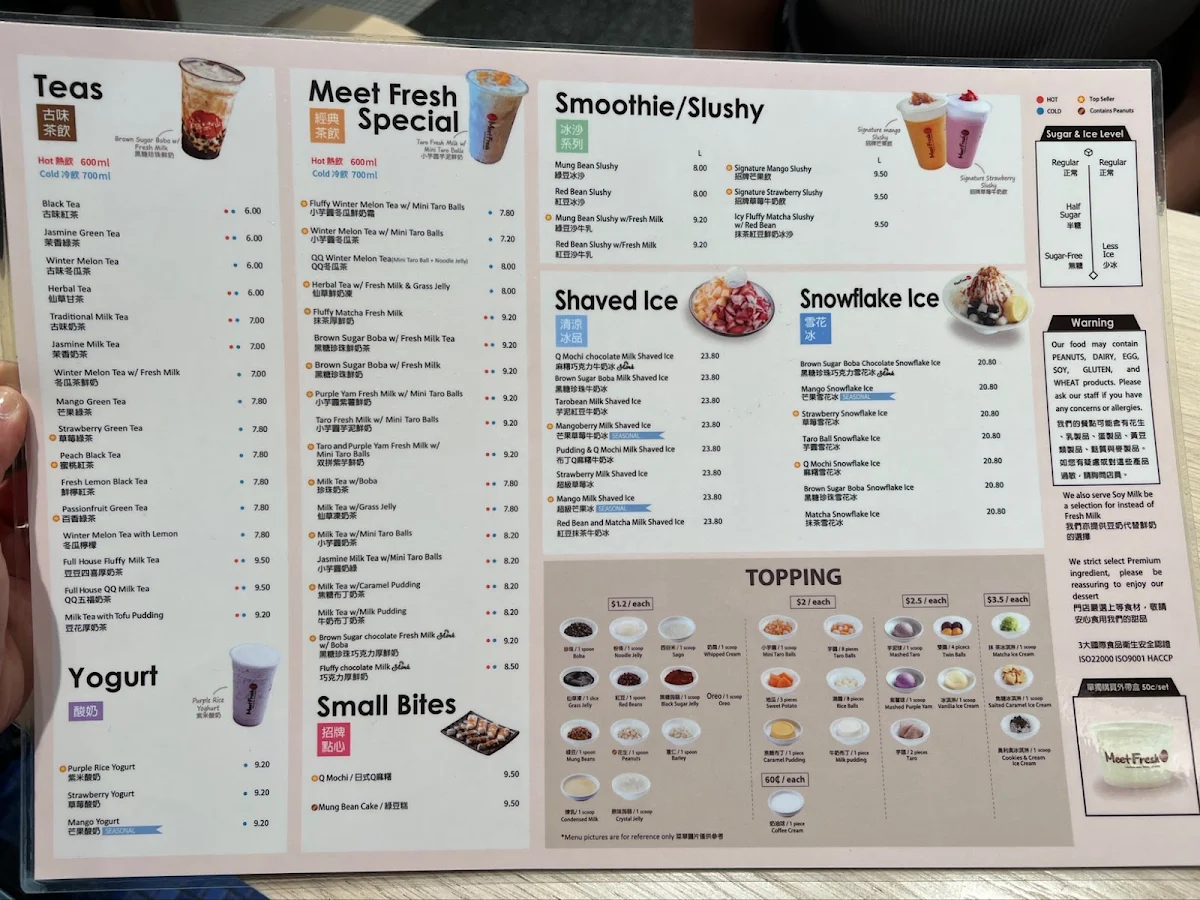 Menu, Meet Fresh Chatswood