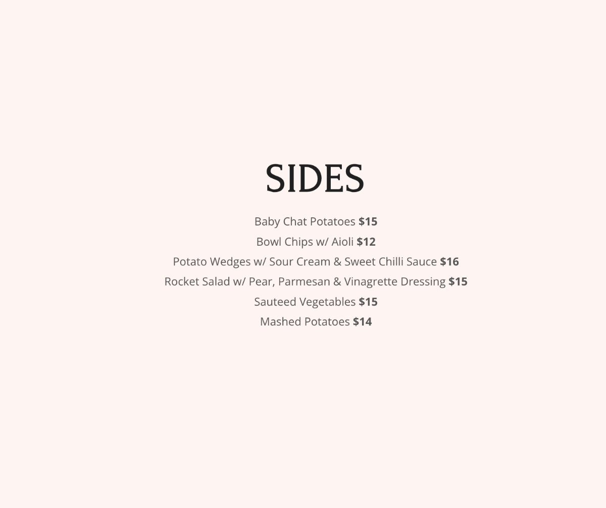 Menu, Rosebank North