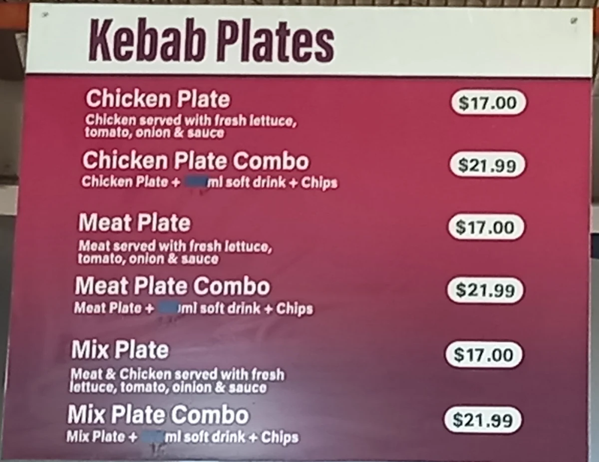 Menu, Cha Charcoal Grill