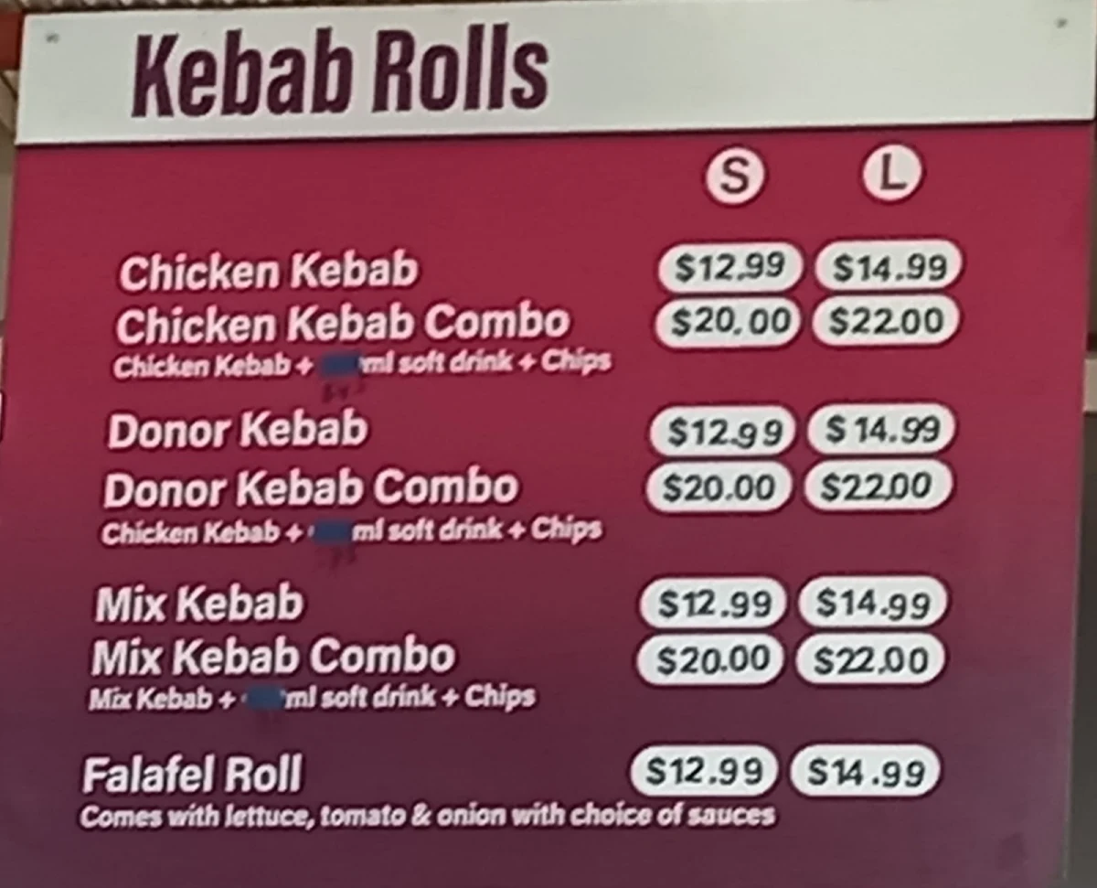 Menu, Cha Charcoal Grill
