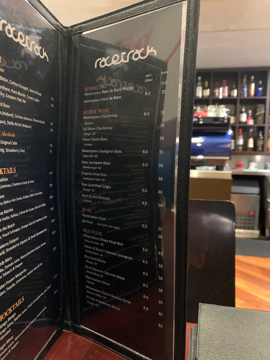 Menu, RaceTrack Cafe