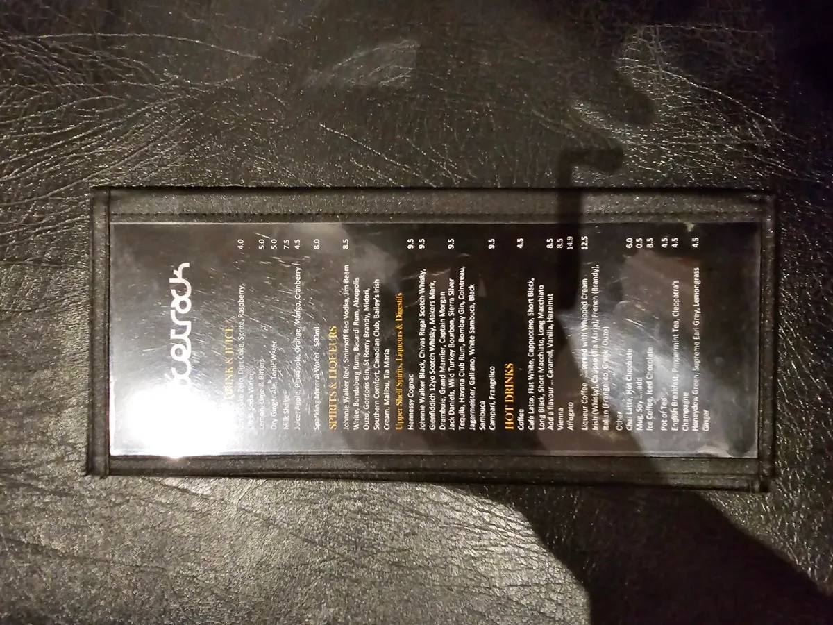 Menu, RaceTrack Cafe
