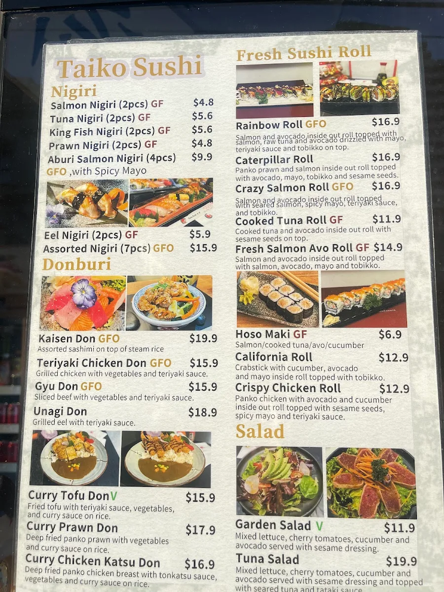 Menu, Taiko Sushi South Yarra