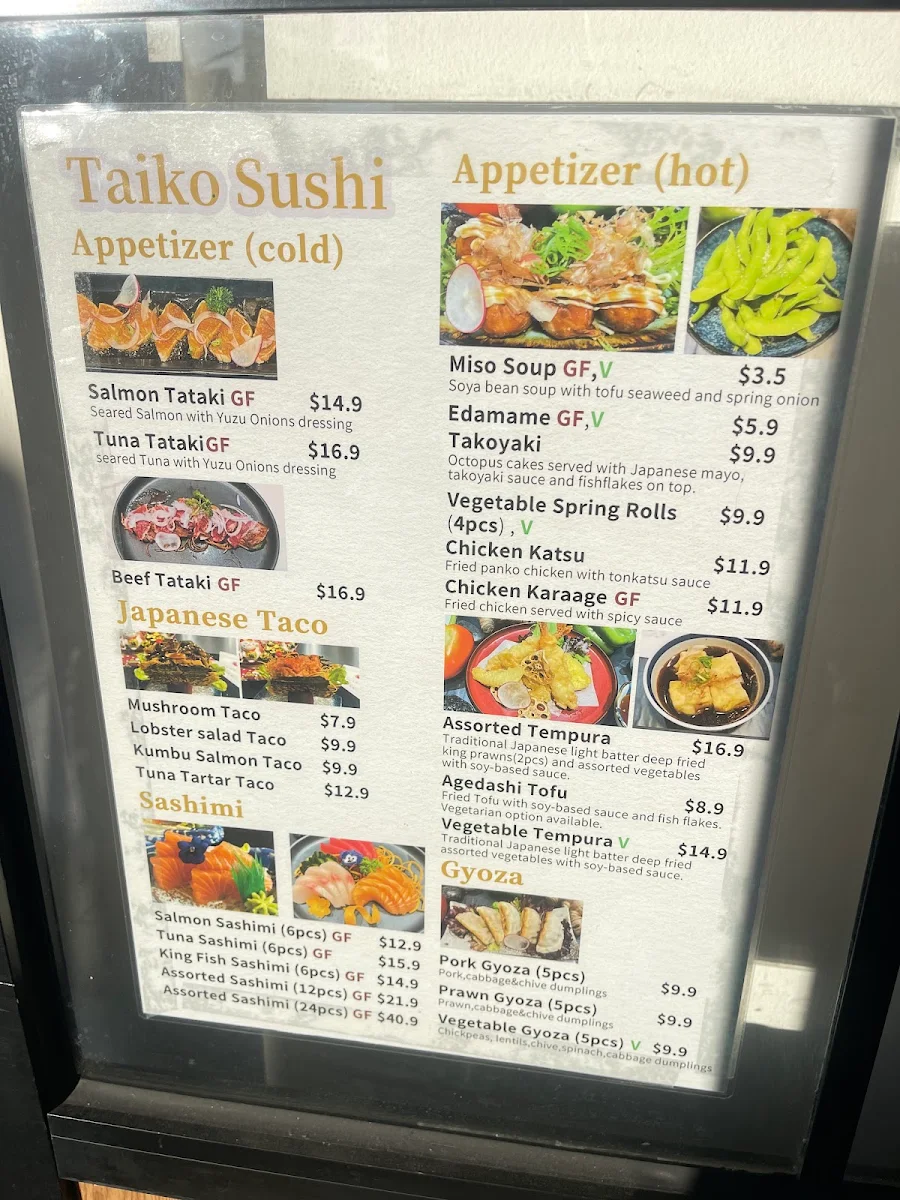 Menu, Taiko Sushi South Yarra