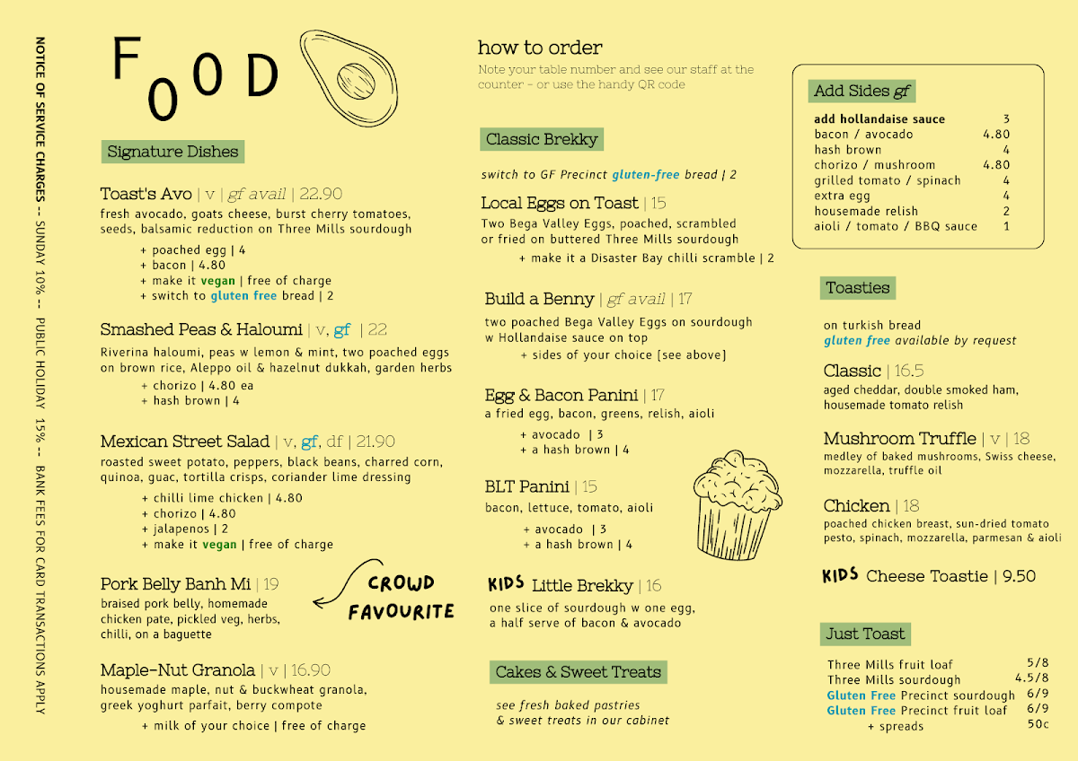 Menu, Eden Ground by Toast