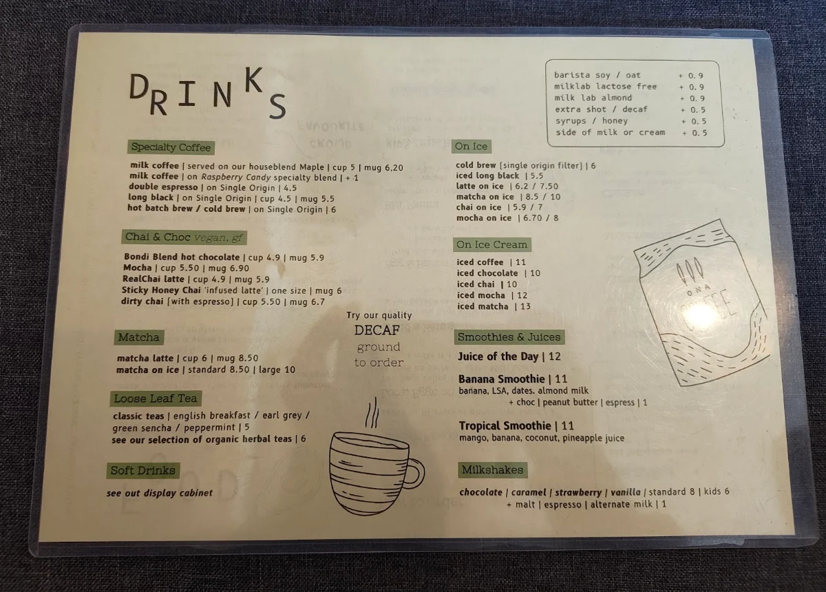 Menu, Eden Ground by Toast