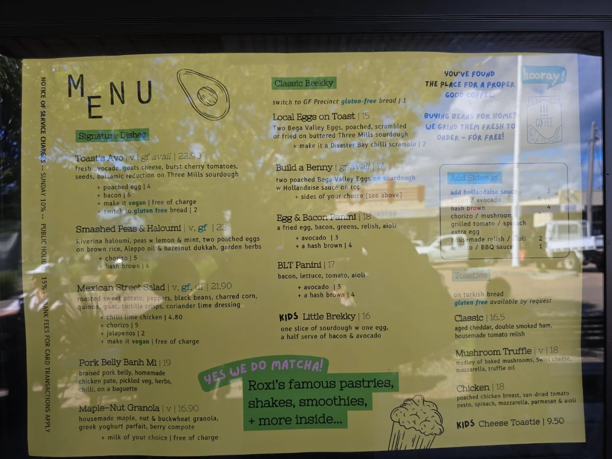 Menu, Eden Ground by Toast