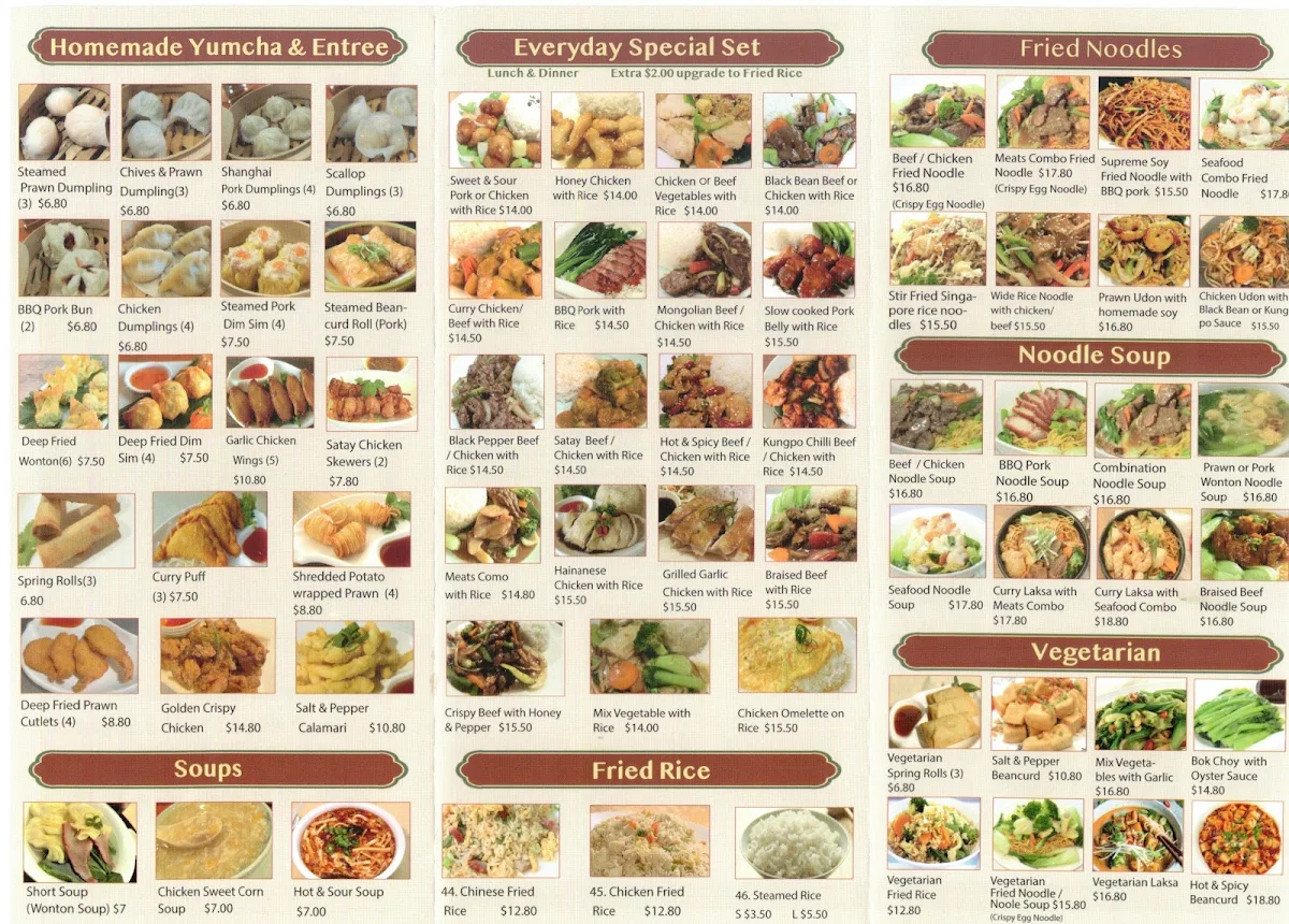 Menu, Wok Temptation Carrara