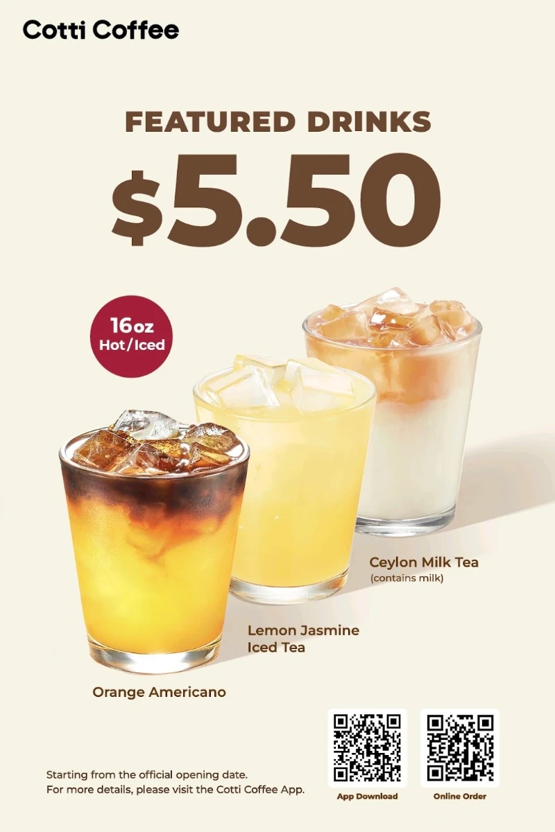 Menu, Cotti Coffee (Hurstville Westfield)