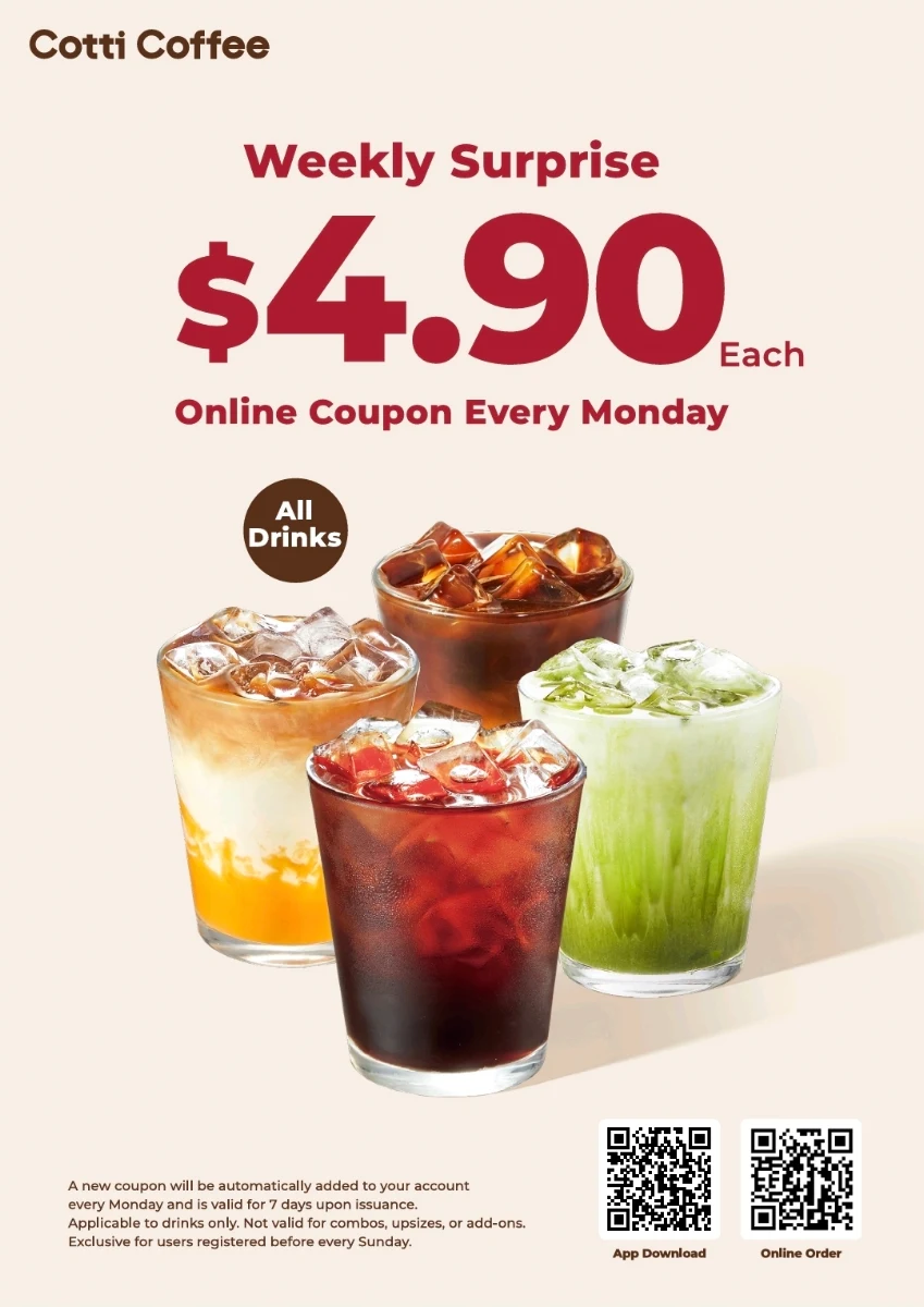 Menu, Cotti Coffee (Hurstville Westfield)