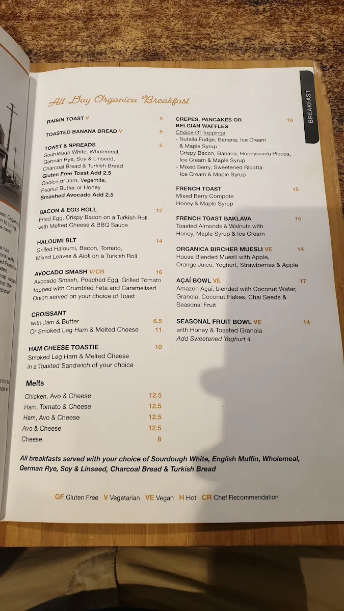 Menu, Organica