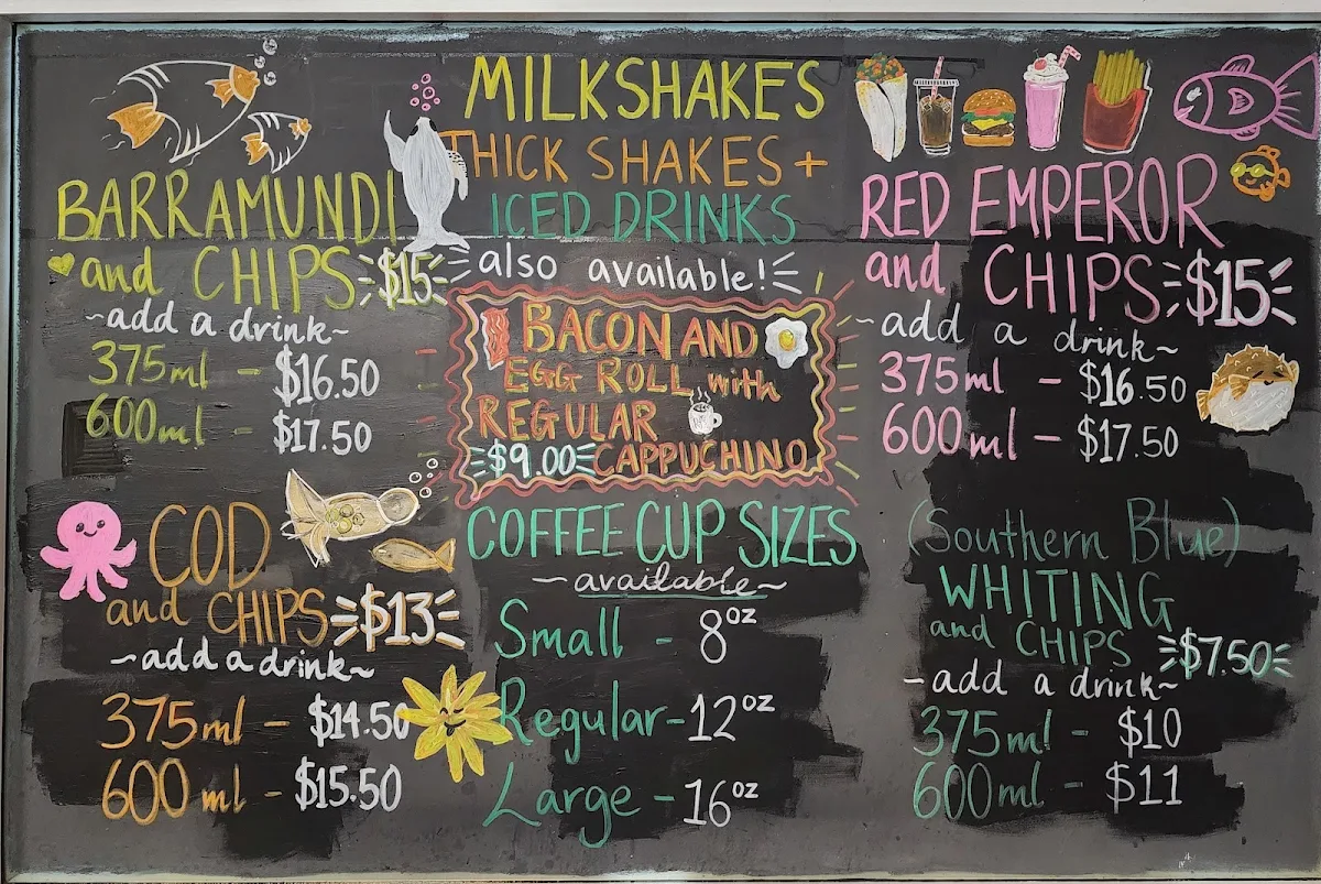 Menu, Rj's Beach Cafe & Takeaway