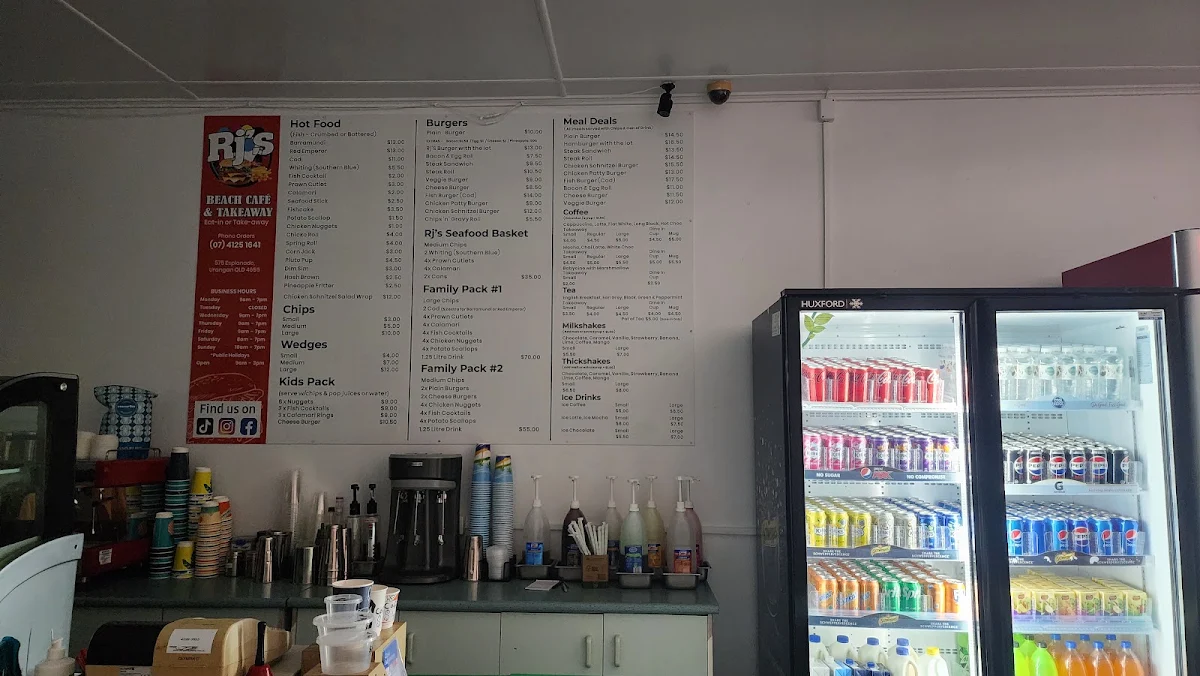 Menu, Rj's Beach Cafe & Takeaway