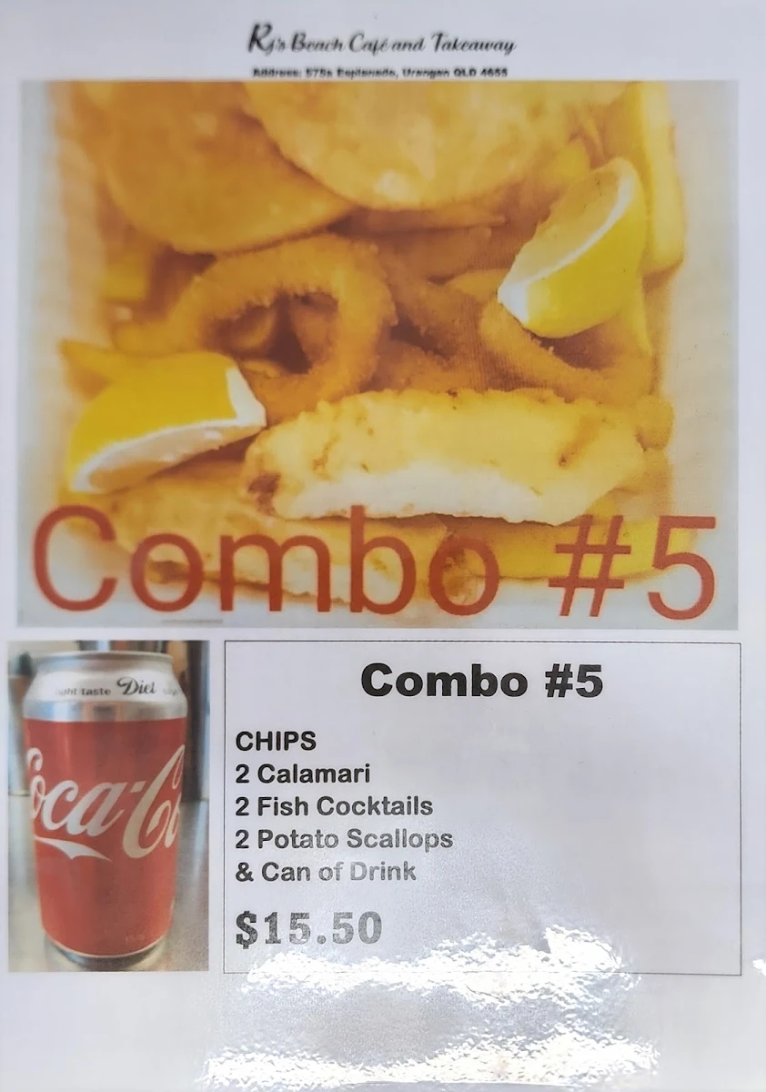 Menu, Rj's Beach Cafe & Takeaway