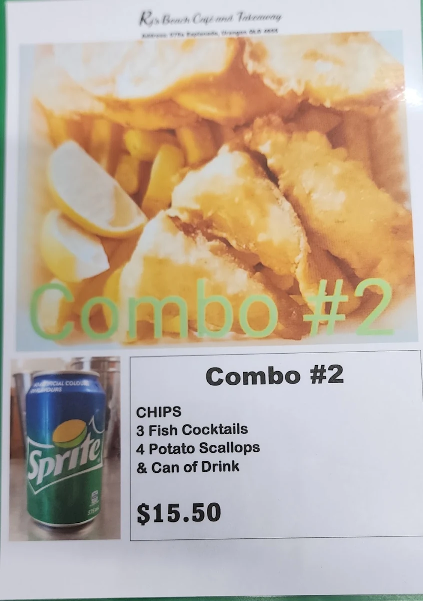 Menu, Rj's Beach Cafe & Takeaway