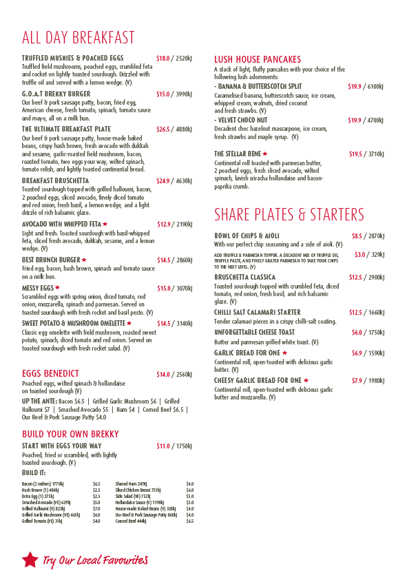 Menu, Stellarossa Crestmead (Dine In, Drive Thru and Takeaway)