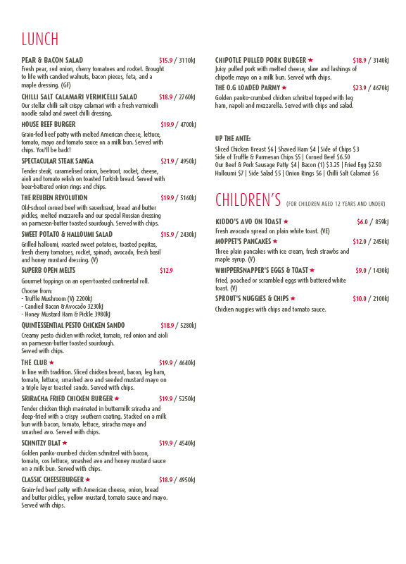 Menu, Stellarossa Crestmead (Dine In, Drive Thru and Takeaway)