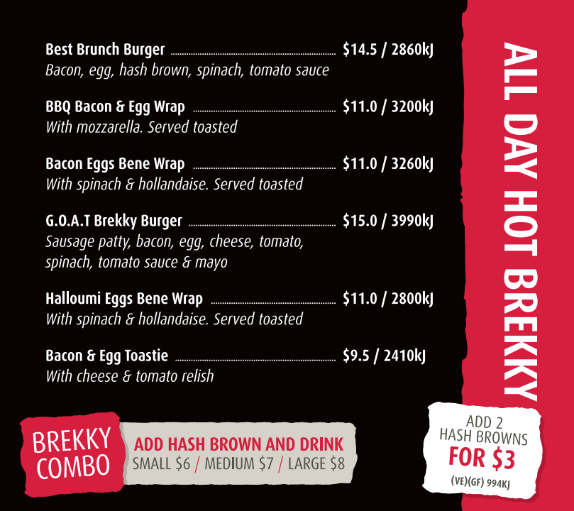 Menu, Stellarossa Crestmead (Dine In, Drive Thru and Takeaway)