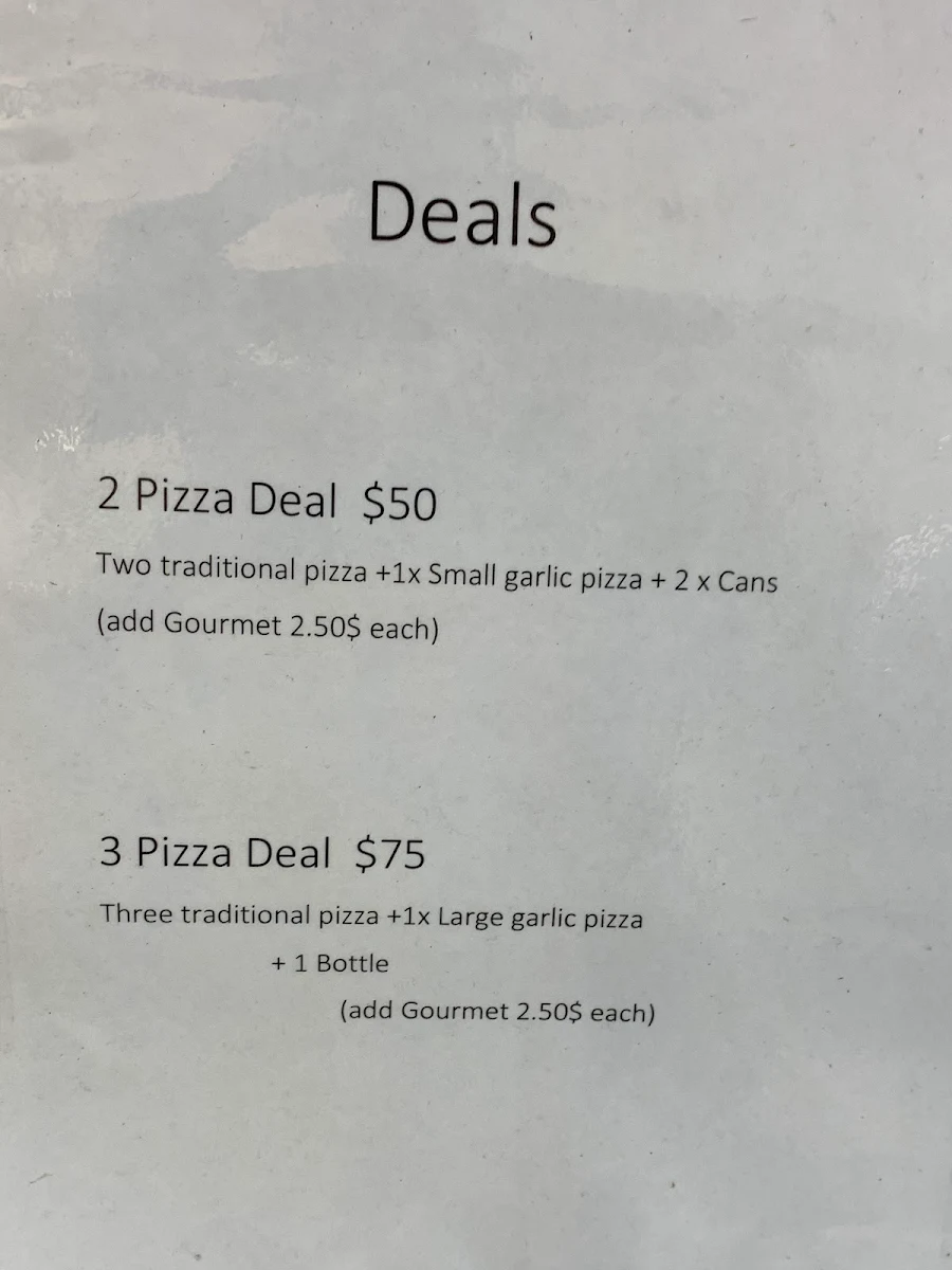 Menu, RedGum Woodfired Pizza