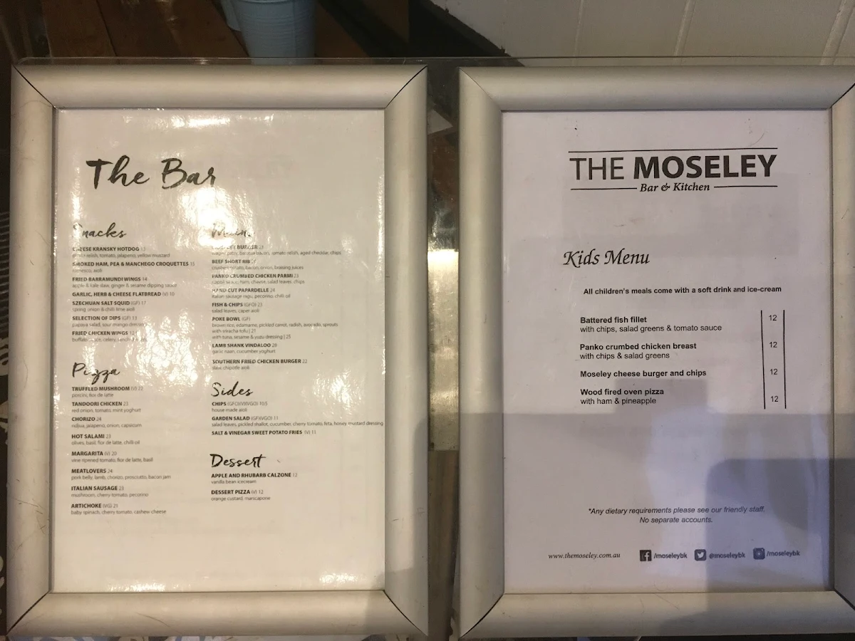 Menu, The Moseley