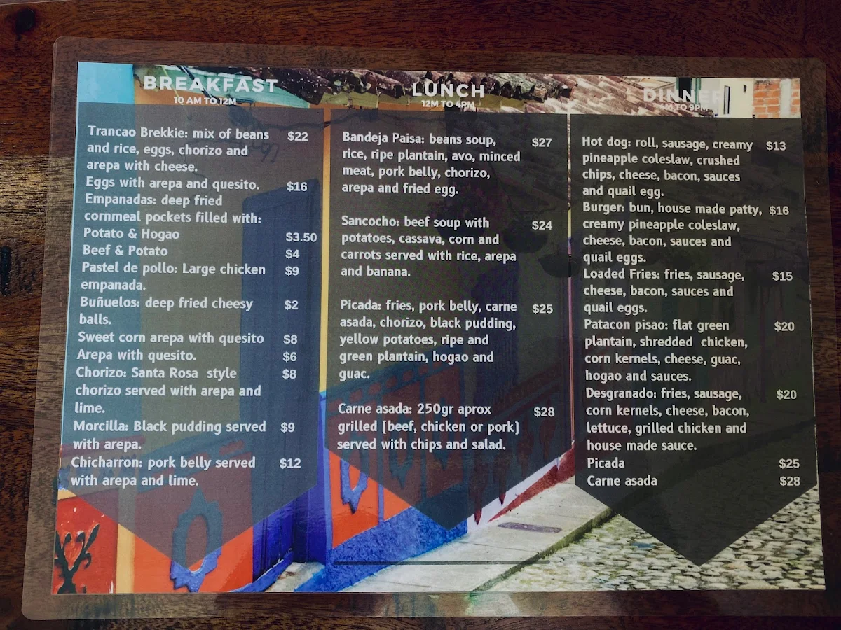 Menu, La Colombianita