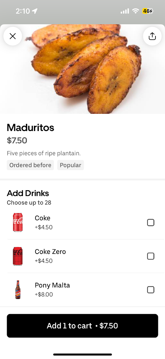 Menu, La Colombianita