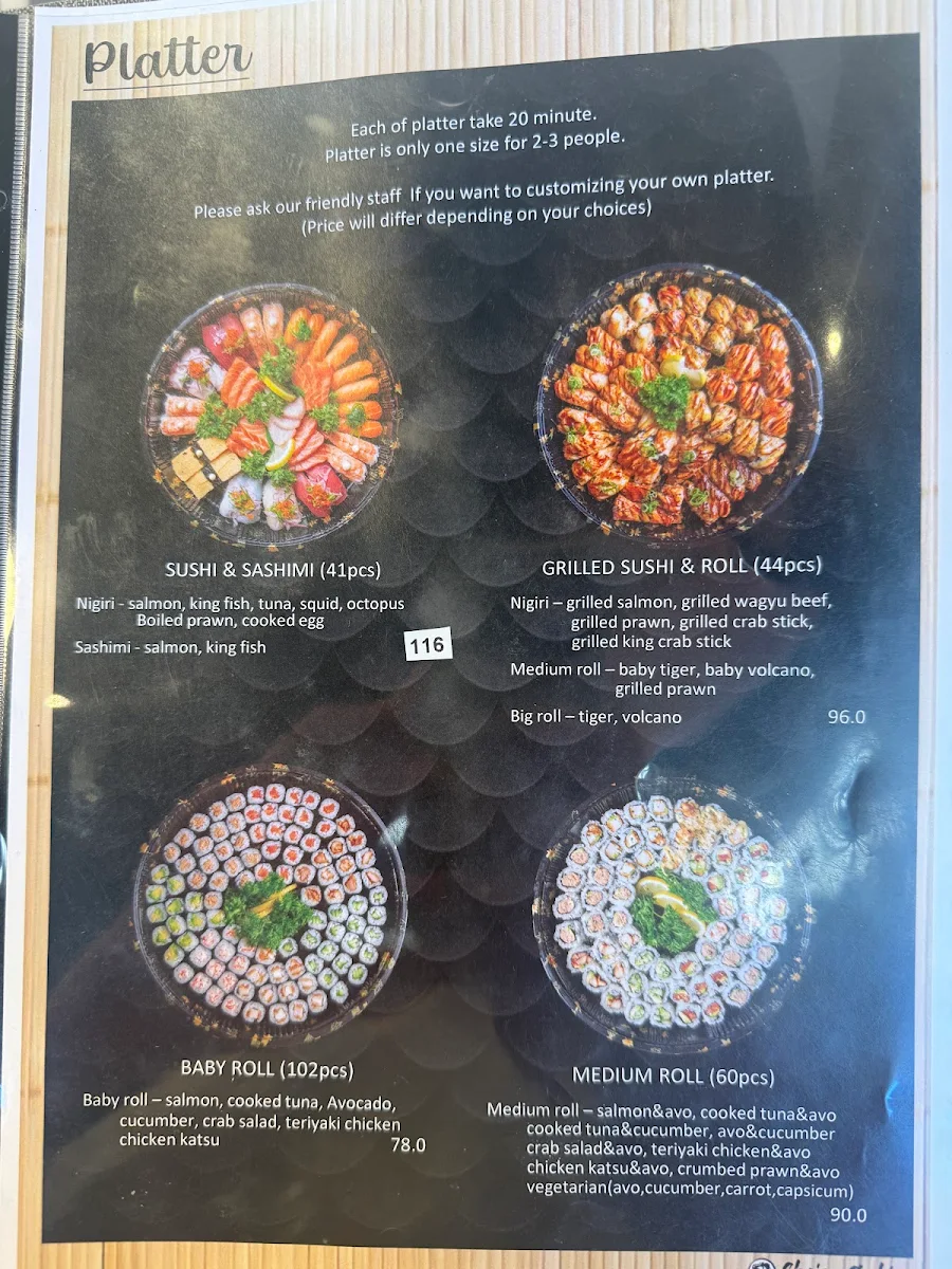 Menu, Choice Sushi Marsden Park
