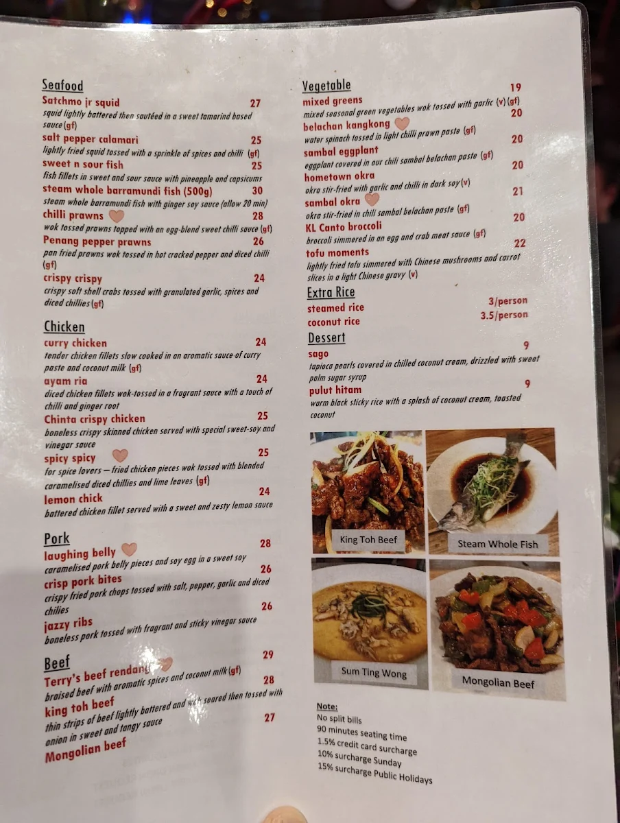 Menu, Chinta Ria... Buddha Love