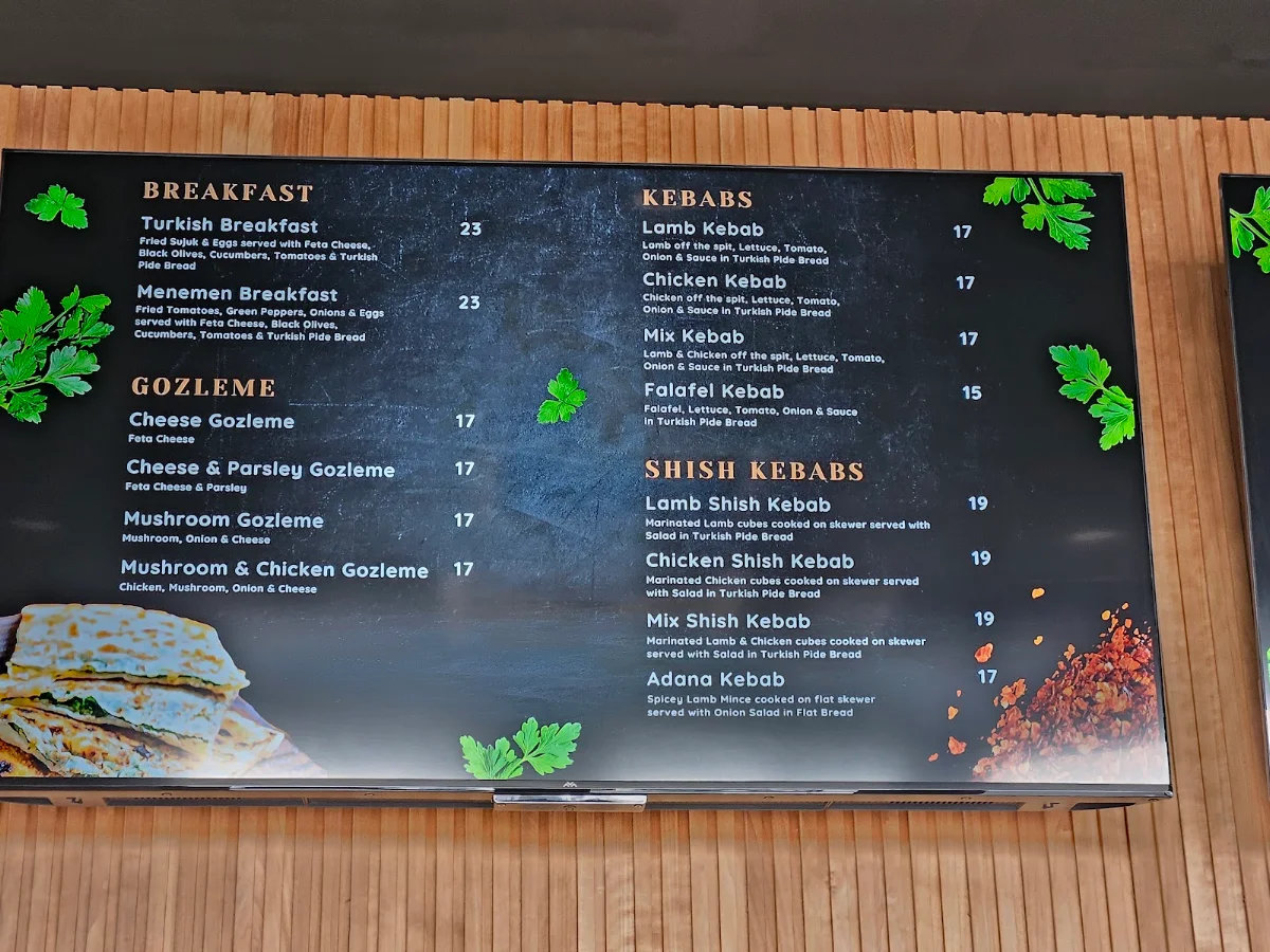 Menu, Truganina Kebab House