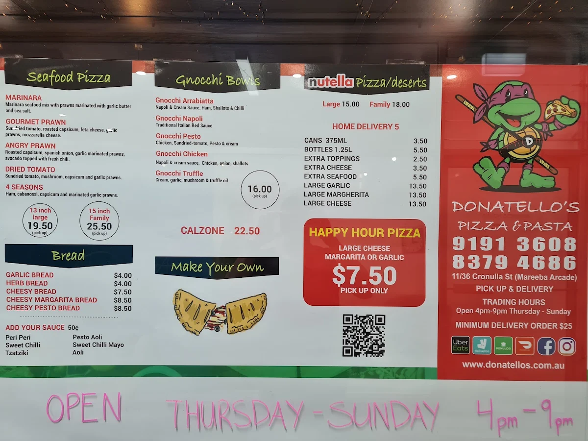 Menu, Donatellos